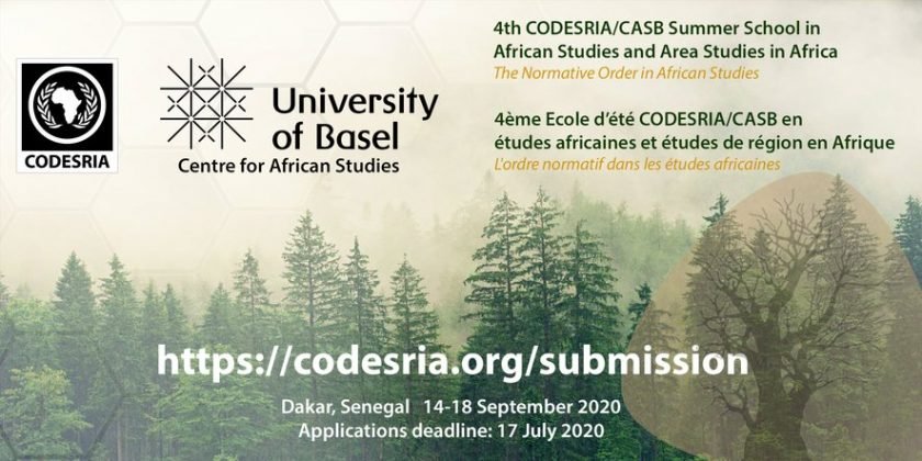 4th CODESRIA/CASB Summer School in African Studies and Area Studies in Africa 2020