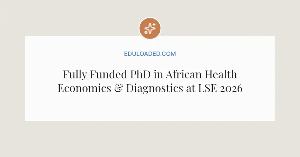 Fully Funded PhD in African Health Economics & Diagnostics at LSE 2026: Apply Now