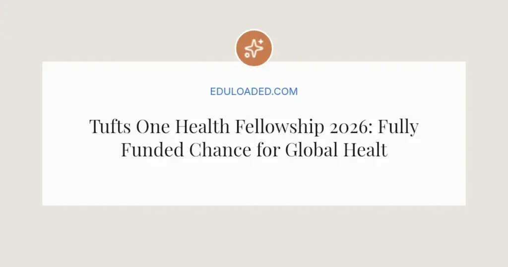 Tufts One Health Fellowship 2026: Fully Funded Chance for Global Health Leaders