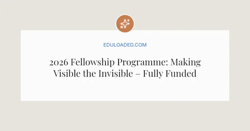 2026 Fellowship Programme: Making Visible the Invisible – Fully Funded in Utrecht