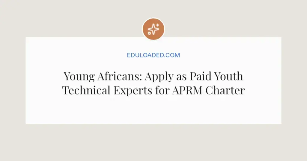 Young Africans: Apply as Paid Youth Technical Experts for APRM Charter Review