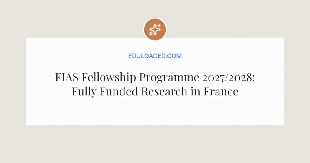 FIAS Fellowship Programme 2027/2028: Fully Funded Research in France