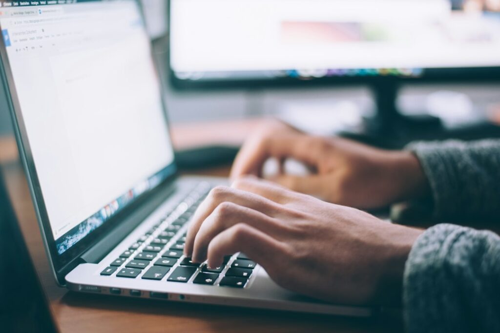 Person working at a laptop